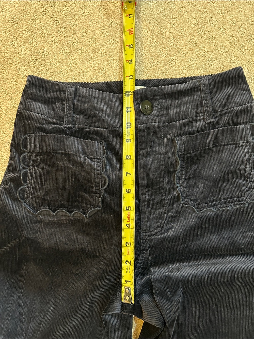 Anthropologie Maeve Colette Corduroy Scalloped Pockets Wide Leg Pants 27 TALL - Picture 10 of 11